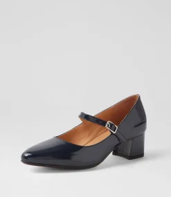 Women DIANA FERRARI Mary Janes|Heels-Ovale Navy Patent Leather Mary Jane Heels