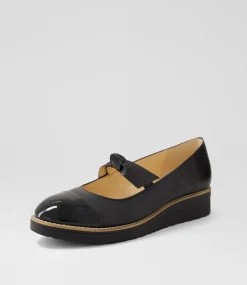Women TOP END Flats-Ovello Black Patent Leather Ballet Flats