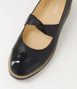 Women TOP END Flats-Ovello Black Patent Leather Ballet Flats