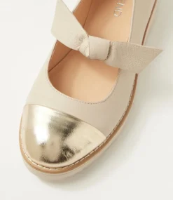 Women TOP END Flats-Ovello Pale Gold Vanilla Leather Ballet Flats