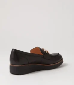 Women TOP END Loafers|Wedges-Ozama Black Leather Loafers