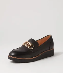 Women TOP END Loafers|Wedges-Ozama Black Leather Loafers