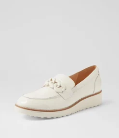 Women TOP END Flats-Ozamas Ivory Patent Leather Flat Shoes