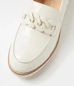 Women TOP END Flats-Ozamas Ivory Patent Leather Flat Shoes