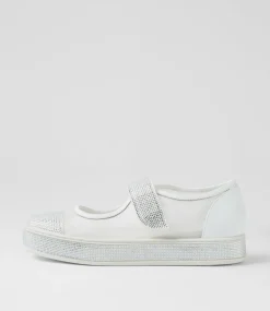Women TOP END Flats|Mary Janes-Padloc White Mix Flat Shoes