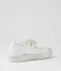 Women TOP END Flats|Mary Janes-Padloc White Mix Flat Shoes