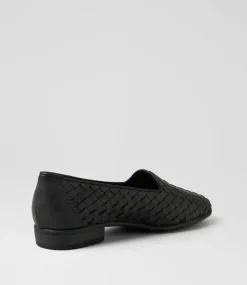 Women SUPERSOFT Comfort|Loafers-Padmas Black Weave Leather Loafers