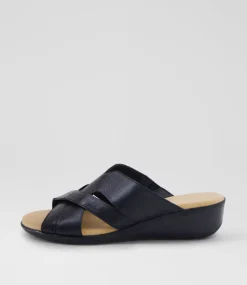Women SUPERSOFT Comfort|Heels-Padro Black Leather Sandals
