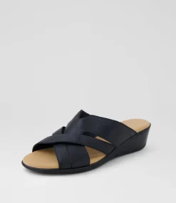Women SUPERSOFT Comfort|Heels-Padro Black Leather Sandals