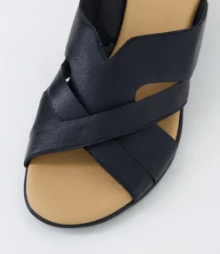 Women SUPERSOFT Comfort|Heels-Padro Black Leather Sandals