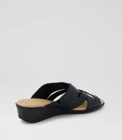 Women SUPERSOFT Comfort|Heels-Padro Black Leather Sandals