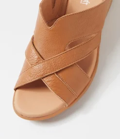 Women SUPERSOFT Comfort|Heels-Padro Dark Tan Leather Sandals