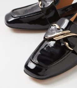 Women TOP END Flats|Loafers-Pallies Black Patent Leather Flat Shoes