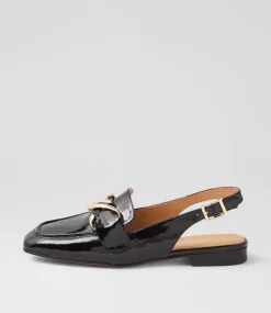 Women TOP END Flats|Loafers-Pallies Black Patent Leather Flat Shoes