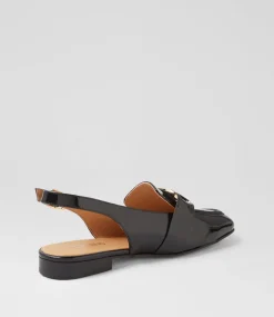 Women TOP END Flats|Loafers-Pallies Black Patent Leather Flat Shoes