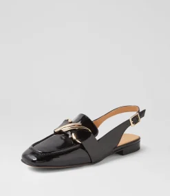 Women TOP END Flats|Loafers-Pallies Black Patent Leather Flat Shoes