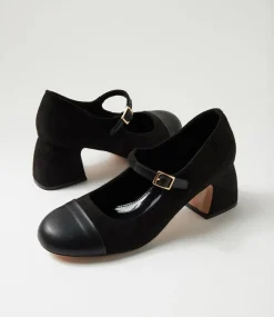 Women I LOVE BILLY Heels-Palloe Black Microsuede Heels