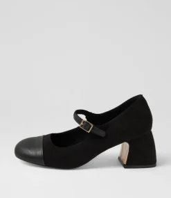 Women I LOVE BILLY Heels-Palloe Black Microsuede Heels