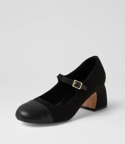 Women I LOVE BILLY Heels-Palloe Black Microsuede Heels