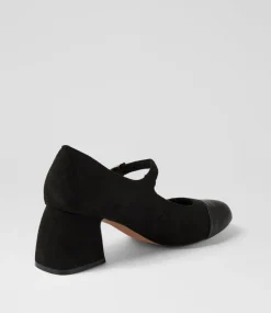 Women I LOVE BILLY Heels-Palloe Black Microsuede Heels