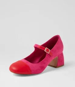 Women I LOVE BILLY Heels-Palloe Red Pink Microsuede Heels