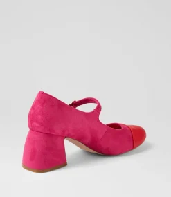 Women I LOVE BILLY Heels-Palloe Red Pink Microsuede Heels