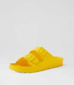 Women COLORADO Comfort|Flats-Palm S Yellow Eva Sandals