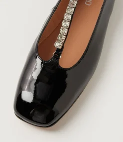 Women TOP END Flats-Pander Black Silver Patent Jewels Flat Shoes