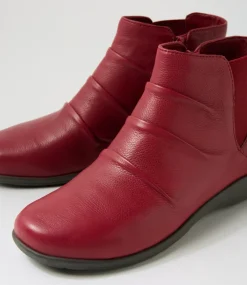 Women SUPERSOFT Boots|Comfort-Panka Cherry Leather Elastic Ankle Boots