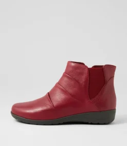 Women SUPERSOFT Boots|Comfort-Panka Cherry Leather Elastic Ankle Boots