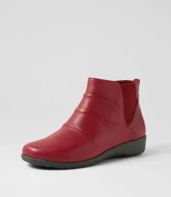 Women SUPERSOFT Boots|Comfort-Panka Cherry Leather Elastic Ankle Boots