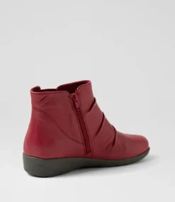 Women SUPERSOFT Boots|Comfort-Panka Cherry Leather Elastic Ankle Boots