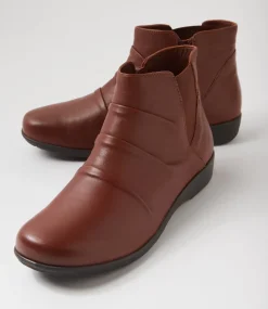Women SUPERSOFT Boots|Comfort-Panka Cognac Leather Elastic Ankle Boots