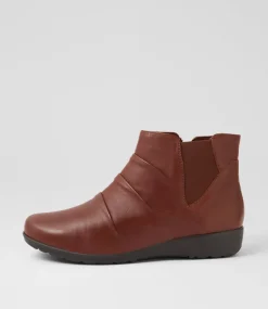 Women SUPERSOFT Boots|Comfort-Panka Cognac Leather Elastic Ankle Boots