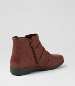 Women SUPERSOFT Boots|Comfort-Panka Cognac Leather Elastic Ankle Boots