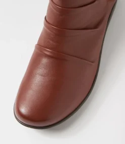 Women SUPERSOFT Boots|Comfort-Panka Cognac Leather Elastic Ankle Boots