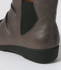 Women SUPERSOFT Boots|Comfort-Panka Dark Grey Leather Elastic Chelsea Boots