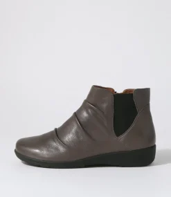 Women SUPERSOFT Boots|Comfort-Panka Dark Grey Leather Elastic Chelsea Boots