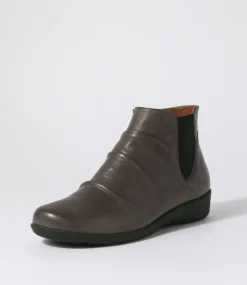 Women SUPERSOFT Boots|Comfort-Panka Dark Grey Leather Elastic Chelsea Boots