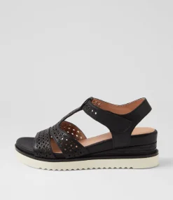 Women SUPERSOFT Comfort|Flats-Pansi Black Leather Sandals