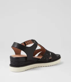 Women SUPERSOFT Comfort|Flats-Pansi Black Leather Sandals