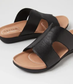 Women SUPERSOFT Comfort|Flats-Pariae Black Leather Sandals