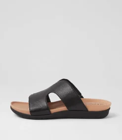 Women SUPERSOFT Comfort|Flats-Pariae Black Leather Sandals