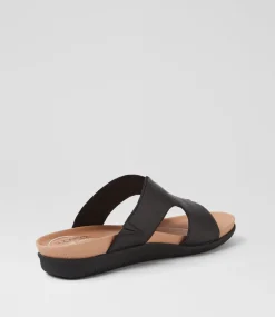 Women SUPERSOFT Comfort|Flats-Pariae Black Leather Sandals