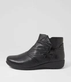 Women SUPERSOFT Boots|Comfort-Parisa Black Leather Ankle Boots
