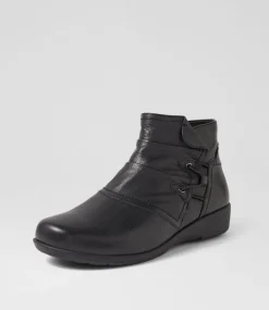 Women SUPERSOFT Boots|Comfort-Parisa Black Leather Ankle Boots
