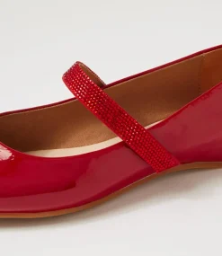 Women SUPERSOFT Flats|Comfort-Parti Red Patent Leather Flat Shoes