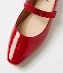 Women SUPERSOFT Flats|Comfort-Parti Red Patent Leather Flat Shoes