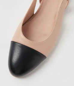 Women DIANA FERRARI Flats-Pascala Black Nude Leather Flat Shoes