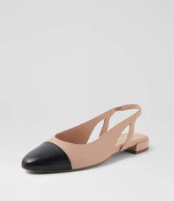 Women DIANA FERRARI Flats-Pascala Black Nude Leather Flat Shoes